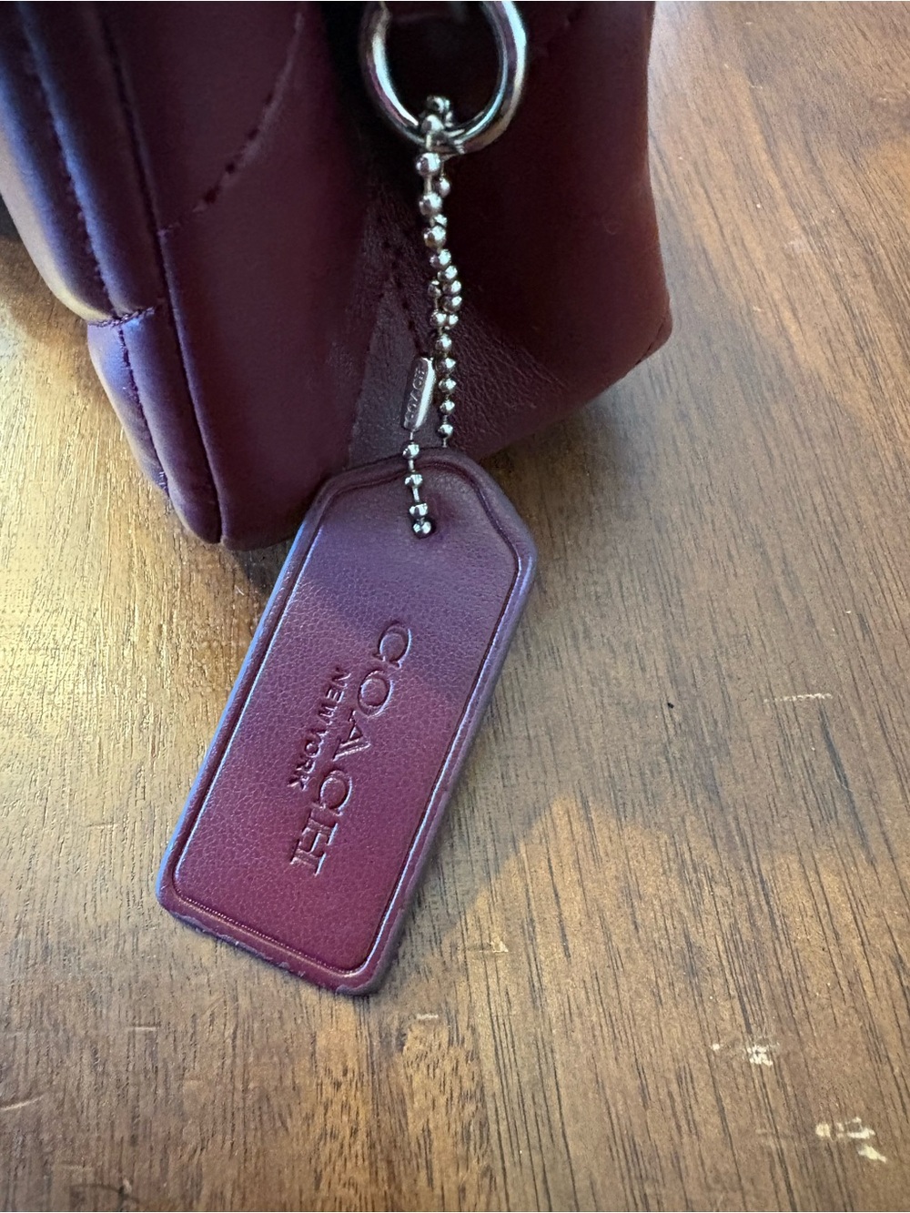 Coach Tabby Quilted Wine Leather Shoulder Bag with Silver Hardware - Picture 4 of 5